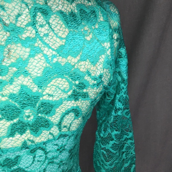 All Lace Dress 👗 Teal with 3/4 Length Sleeves - Picture 4 of 8